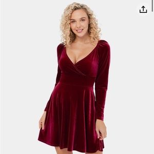Halara red velvet dress
